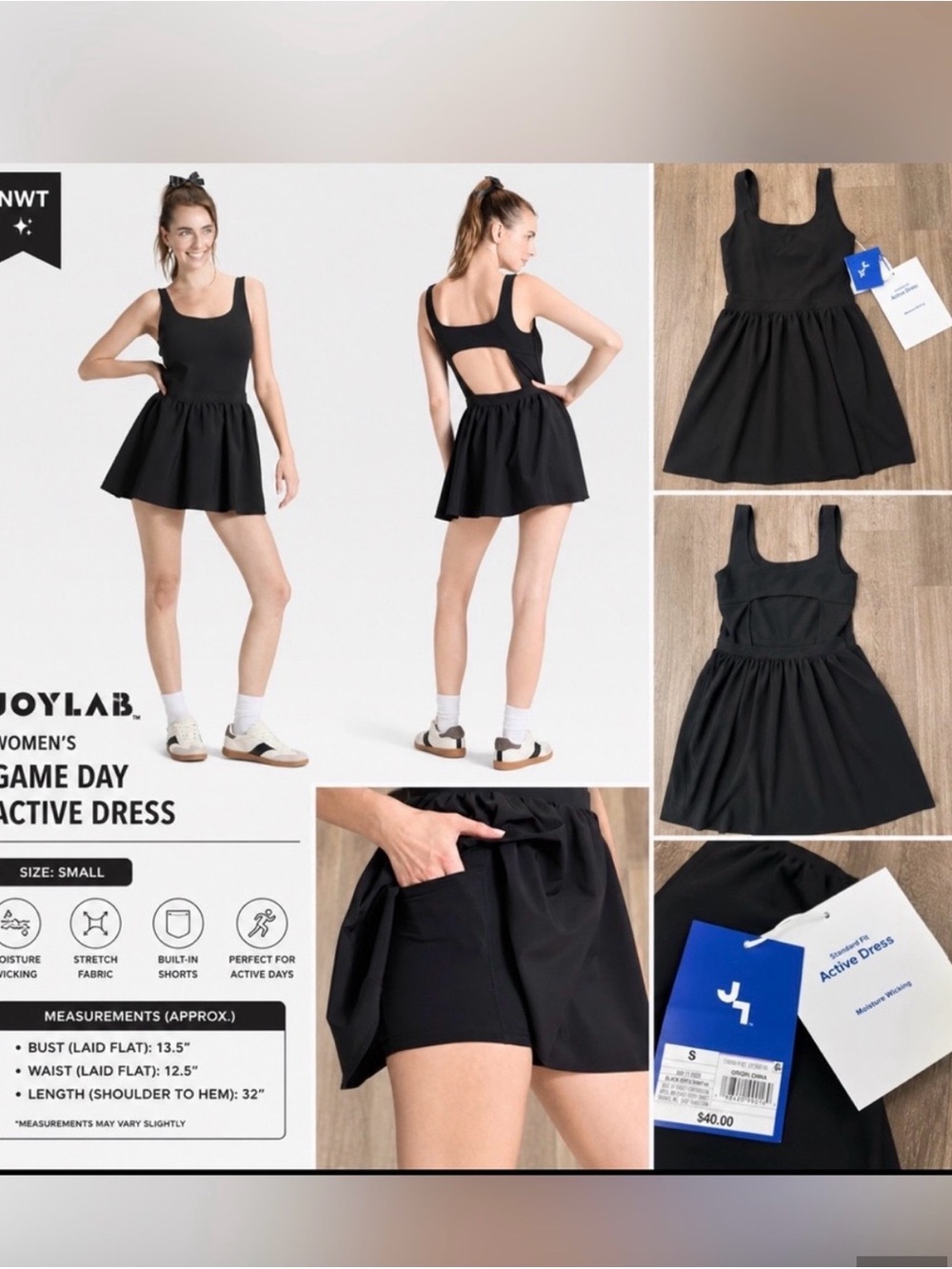 JoyLab Black Skater Active Dress with Built-In Shorts